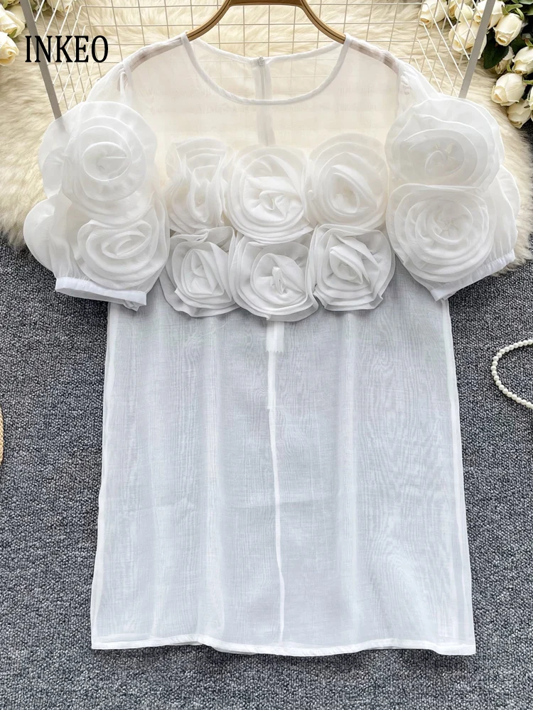Дизайнерские Прозрачные топы для женщин, летняя трехмерная рубашка с цветочным рисунком и коротким рукавом, однотонная блузка INKEO 4T159, 2024
Дизайнерские Прозрачные топы для женщин, летняя трехмерная рубашка с цветочным рисунком и коротким рукавом, однотонная блузка INKEO 4T159, 2024