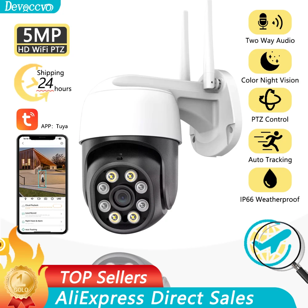 5MP Outdoor WIFI PTZ Camera Wireless Outdoor Color Night Vision 2-Way Audio Security CCTV Surveillance IP Camera Tuya Smart Life
5MP Outdoor WIFI PTZ Camera Wireless Outdoor Color Night Vision 2-Way Audio Security CCTV Surveillance IP Camera Tuya Smart Life