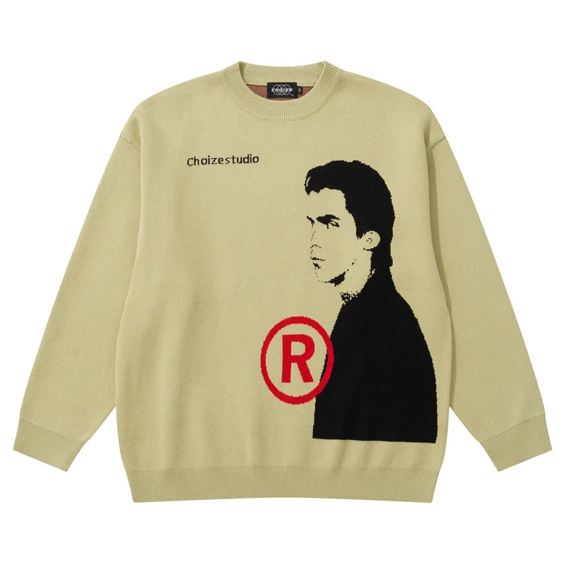 American Street Sweater Trend Retro Figure Jacquard Men's Pullover Autumn Winter High Street Hip Hop Loose Lazy Style Knitwear
American Street Sweater Trend Retro Figure Jacquard Men's Pullover Autumn Winter High Street Hip Hop Loose Lazy Style Knitwear