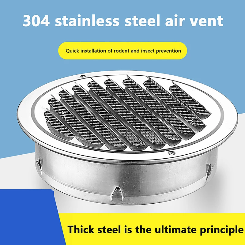 

1PC 70/80/100/120/150MM Round Stainless Steel Air Vent Grille Insect Protection for Home Exterior Wall Ducting Ventilation Tool