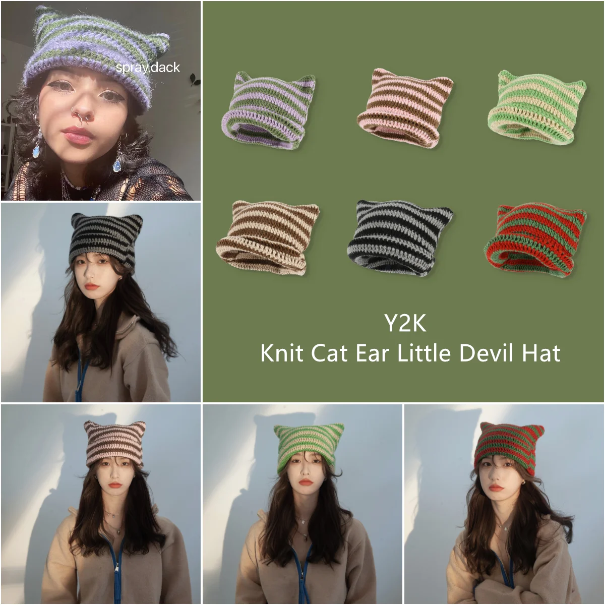 Y2K Trend Autumn Winter Unisex Harajuku Punk Gothic Knit Cat Ear Little Devil Kawaii Millinery Soft Knit Hat Styling Accessories
Y2K Trend Autumn Winter Unisex Harajuku Punk Gothic Knit Cat Ear Little Devil Kawaii Millinery Soft Knit Hat Styling Accessories