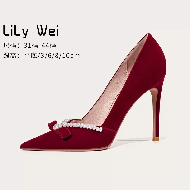 Spring and Summer New Suede Pearl Pointed Dress Shoes Large Small Slim Heels Fashion Versatile Banquet Women's Shoes 31-44
Spring and Summer New Suede Pearl Pointed Dress Shoes Large Small Slim Heels Fashion Versatile Banquet Women's Shoes 31-44