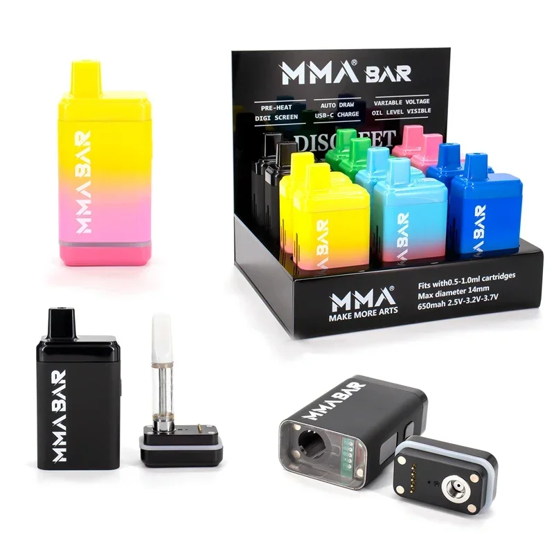 

MMABAR Vape Pen Pods 650mah E Cigarettes Vaporizer Starter Kits Rechargeable Battery for 0.5/1ml Cartridges Empty Thick Oil Pod