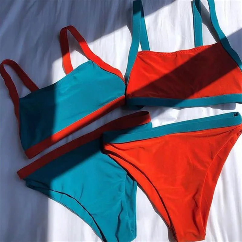 

Sexy 2 Piece Sports Bikini 2024 Women Swimsuit Female Swimwear High Waist Bikinis Set Korea Beach Wear Bathing Suit Biquini Pool