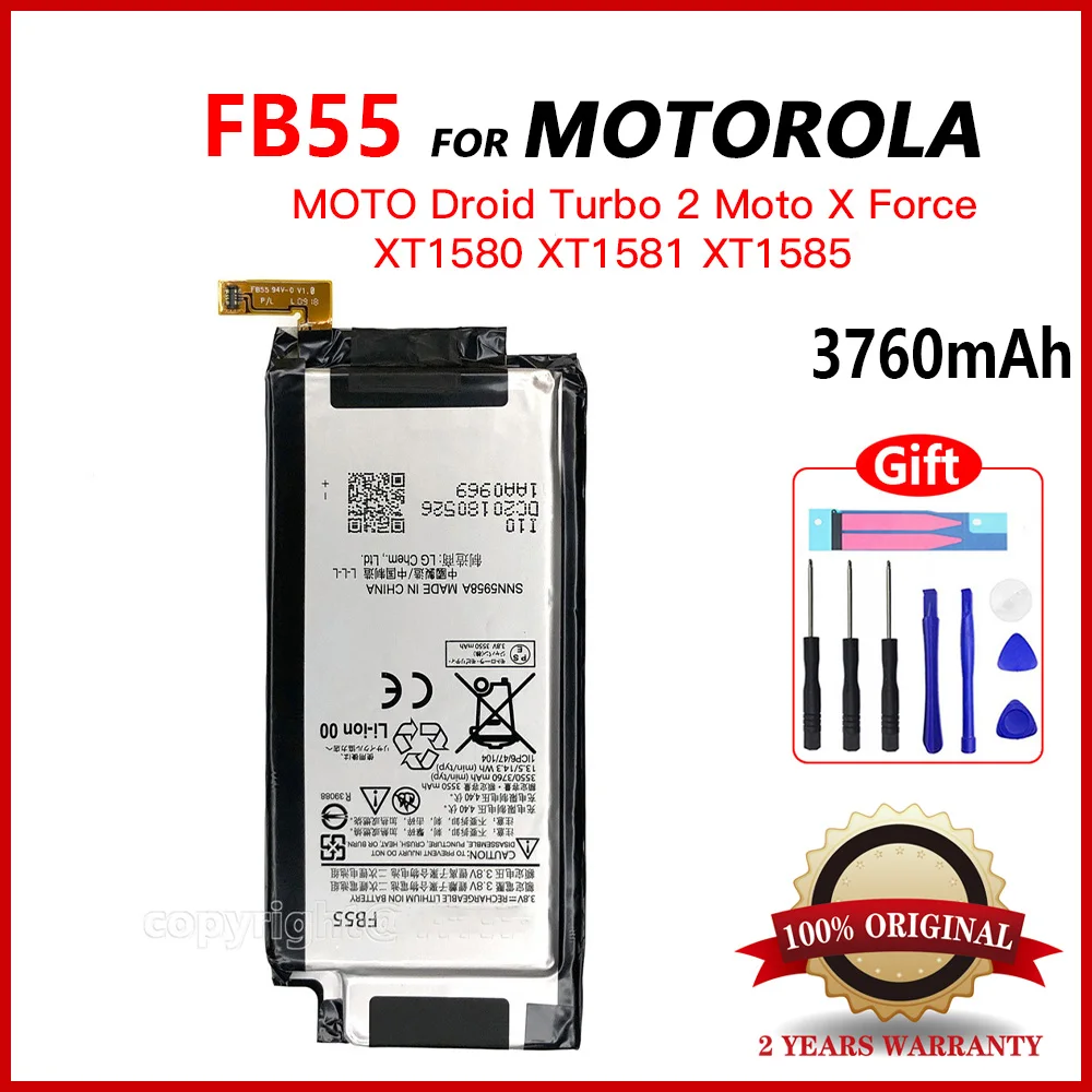 

New Replacement Battery FB55 3760mAh For Motorola Droid Turbo 2 Turbo2 For Moto X Force XT1580 XT1581 XT1585 FB 55 Bateria
