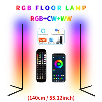 RGB LED 플로어 램프, 거실 코너 램프, 스마트 앱 리모컨, 대기 스탠딩 스탠드 조명, 크리스마스 홈 장식, 140cm