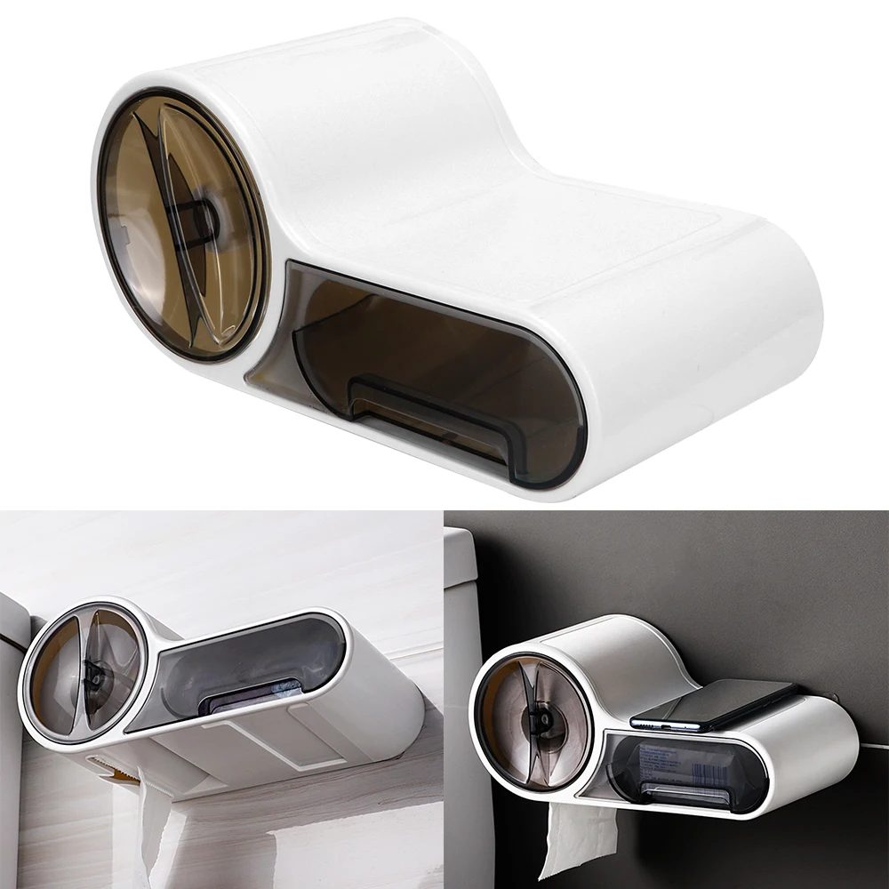 

Roll Paper Storage Box Toilet Tissue Box Shelf Bathroom Accessories Waterproof Wall-Mounted Toilet Paper Holder Rack
