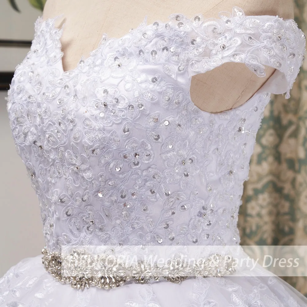 Tanio Off shoulder lace frezowanie suknia ślubna haft urocze kochanie sklep