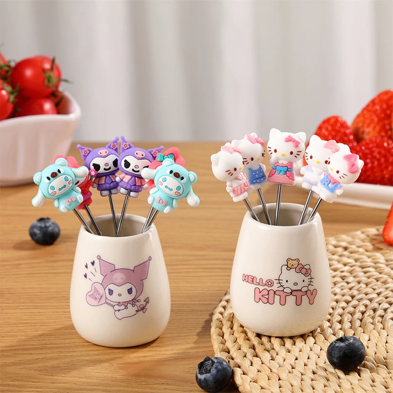 Sanrio Kawaii Anime Hello Kitty Y2Kceramic Fruit Fork Set Girl Heart Sweet Cute Kuromi My Melody Babys Dessert Fork Gift for Kid
Sanrio Kawaii Anime Hello Kitty Y2Kceramic Fruit Fork Set Girl Heart Sweet Cute Kuromi My Melody Babys Dessert Fork Gift for Kid