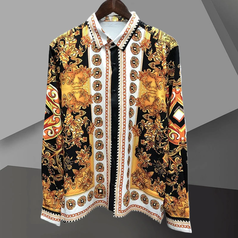 Повседневная рубашка с длинным рукавом, топы, Мужская винтажная одежда с золотым барочным принтом, облегающие классические рубашки, праздничная Гавайская приталенная Мужская сорочка
Повседневная рубашка с длинным рукавом, топы, Мужская винтажная одежда с золотым барочным принтом, облегающие классические рубашки, праздничная Гавайская приталенная Мужская сорочка