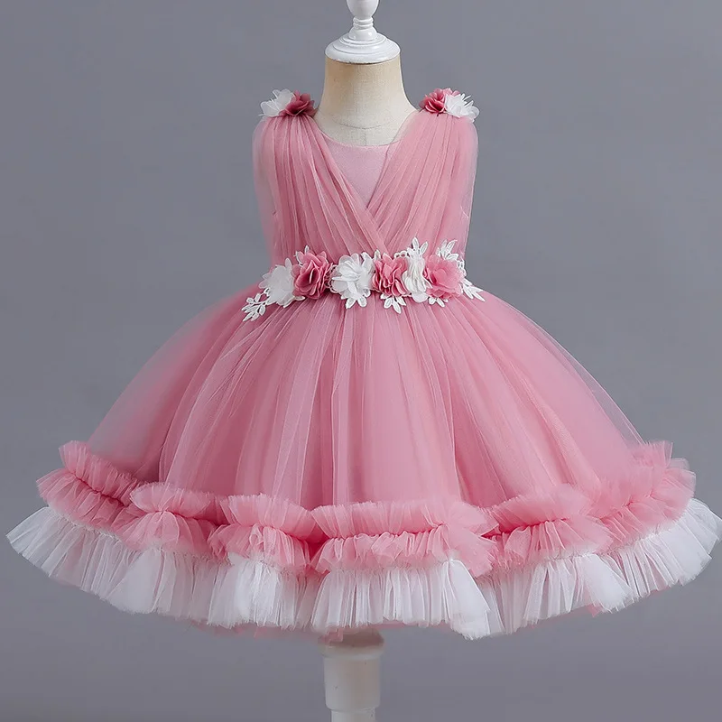 

Annabelle Girl Kid's Princess Dress Flower Girl Pink Fluffy Skirt For Wedding Party Sleeveless платье белое для девочки vestido