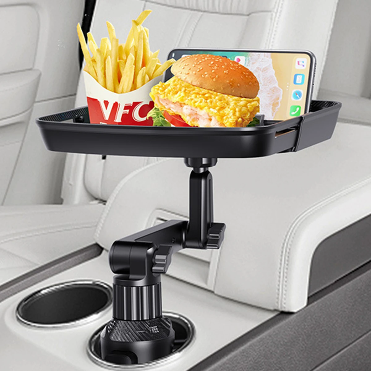 Car Tray Table Reusable Car Food Holder Tray with 360° Swivel Arm and Phone Slot Durable Car Cup Holder Tray Adjustable Car Tray
Car Tray Table Reusable Car Food Holder Tray with 360° Swivel Arm and Phone Slot Durable Car Cup Holder Tray Adjustable Car Tray