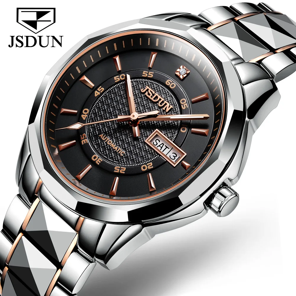 

JSDUN Top Brand Luxury Automatic Watch for Men Mechanical Waterproof Tungsten Steel Wristwatch Fashion Watches relogio masculino