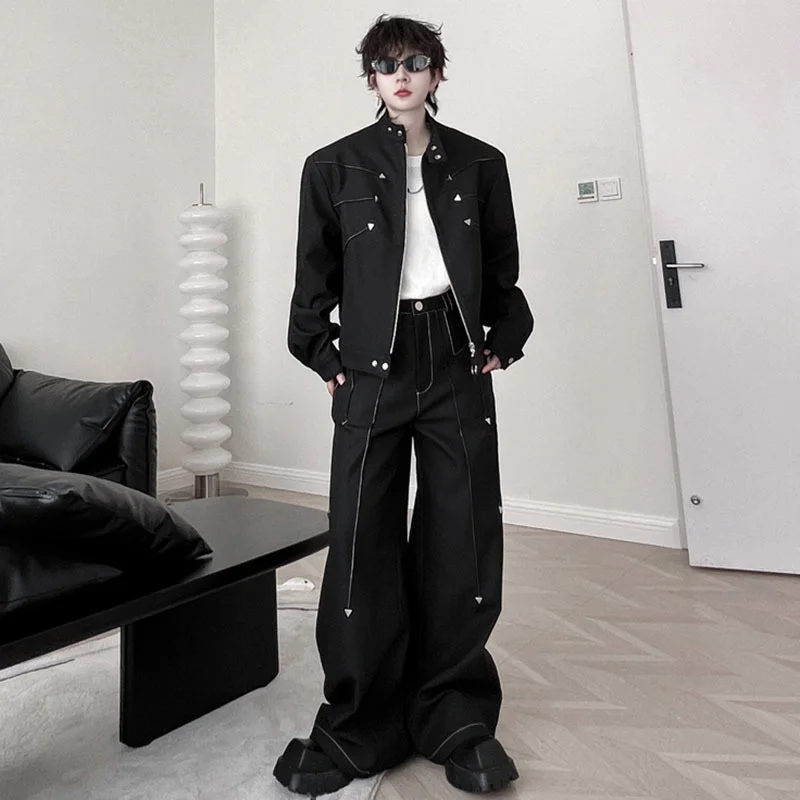 SYUHGFA Men's Wide Leg Trousers Loose Sets Stand Collar Open Thread Metal Decorative Jacket Casual Pants Korean Fahsion New
SYUHGFA Men's Wide Leg Trousers Loose Sets Stand Collar Open Thread Metal Decorative Jacket Casual Pants Korean Fahsion New
