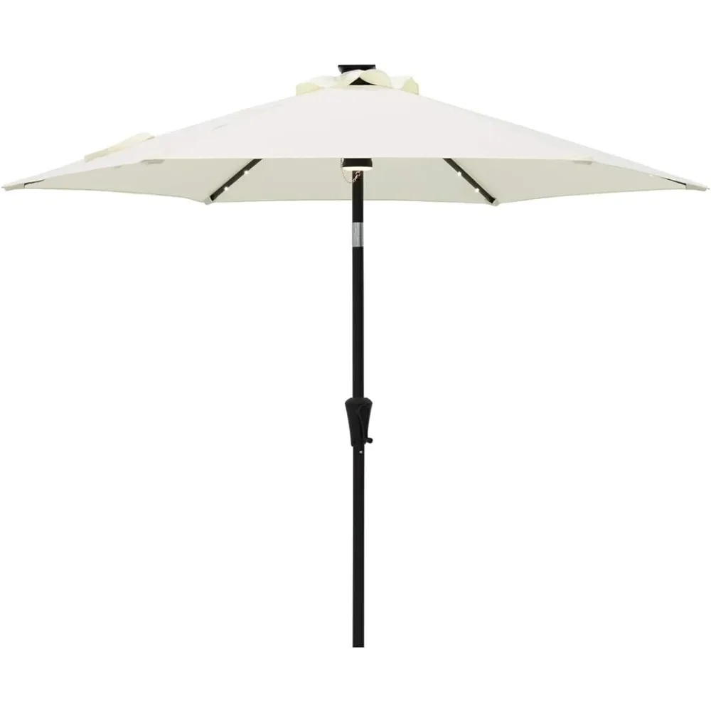 

7.5 Ft Outdoor Patio Market Umbrella With Solar LED Lights and Tilt Freight Free Beach Umbrellas and Garden Bases Gazebo Tents