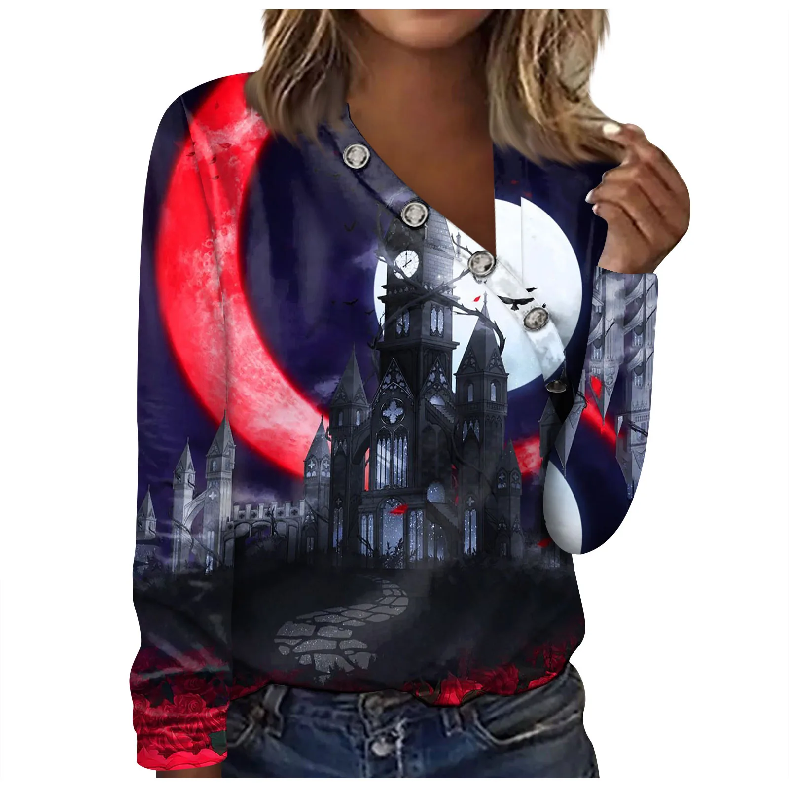 Women'S Blouses Casual Sexy Fashion Pleated Cross Neck T-Shirts Button-Up Collar Halloween Fashion Clothing T Shirt For Women
Women'S Blouses Casual Sexy Fashion Pleated Cross Neck T-Shirts Button-Up Collar Halloween Fashion Clothing T Shirt For Women