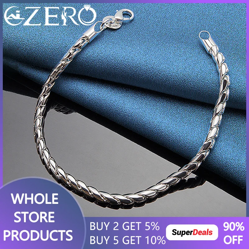 

ALIZERO 925 Sterling Silver 4mm Rope Chain Bracelet For Women Men Bracelets Lady Fashion Wedding Engagement Party Jewelry
