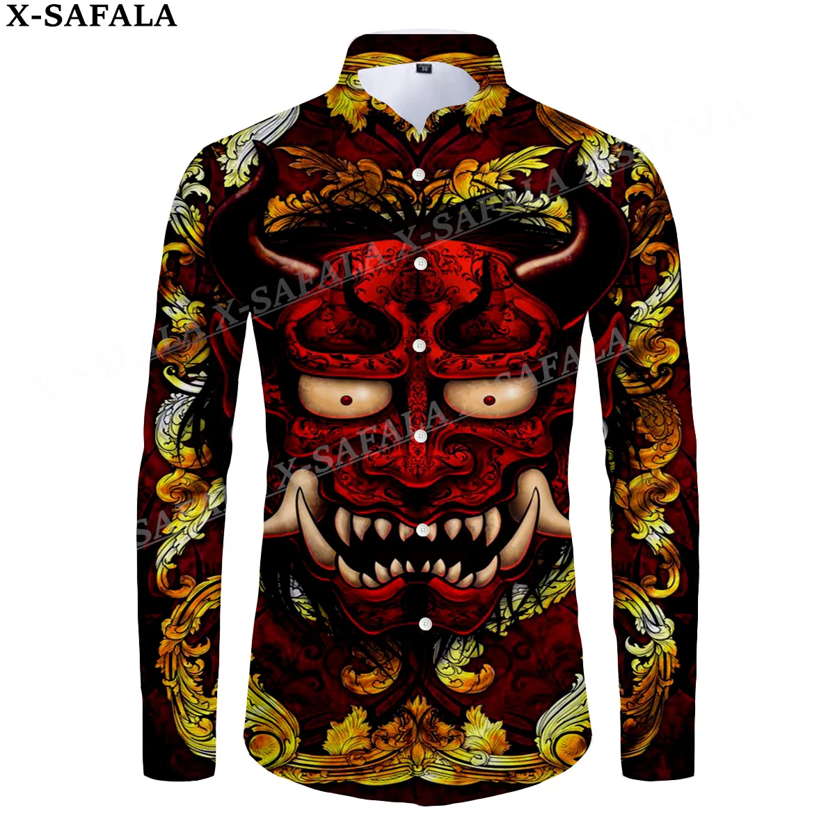 Samurai Oni Mask Tattoo 3D Print Men's Luxury Shirt Turn-down Collar Buttoned Up Long Sleeve Tops Hip Hop Streetwear Tees-1 
Samurai Oni Mask Tattoo 3D Print Men's Luxury Shirt Turn-down Collar Buttoned Up Long Sleeve Tops Hip Hop Streetwear Tees-1