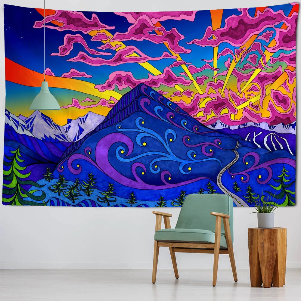 Cartoon landscape art tapestry wall hanging color illustration hippie mushroom children room aesthetic wall decoration blanket
Cartoon landscape art tapestry wall hanging color illustration hippie mushroom children room aesthetic wall decoration blanket