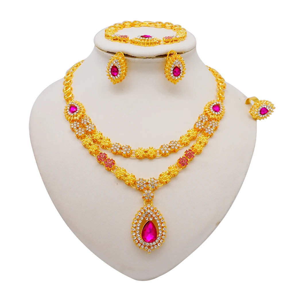 Luxury Gold Color Double Layered Necklace Jewelry Sets For Women African Water Drop Crystal Jewellery Indian Set Gifts 8 Mallzona Scf48e783224c439989896a913099a55b5 Luxury Gold Color Double Layered Necklace Jewelry Sets For Women African Water Drop Crystal Jewellery Indian Set Gifts Mallzona