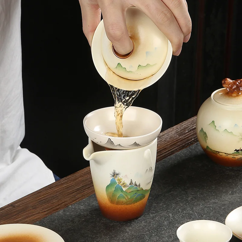 Gaiwan Infuser Rough Pottery Sancai Cover Bowl Japanese Ceramic Kungfu Tea Set Large Hand-painted Wood Fired Cup Ceremony Teapot
Gaiwan Infuser Rough Pottery Sancai Cover Bowl Japanese Ceramic Kungfu Tea Set Large Hand-painted Wood Fired Cup Ceremony Teapot