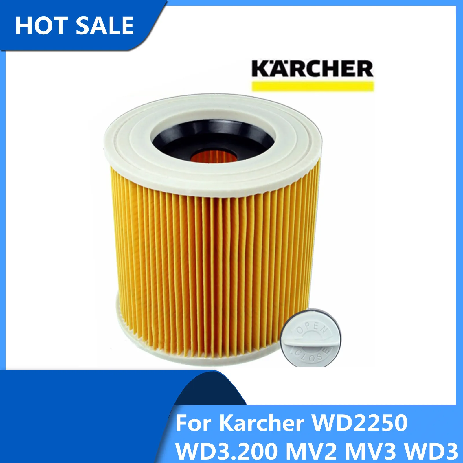 

Высококачественные сменные детали для пылесосов Karcher, детали для пылесосов, картридж, HEPA фильтр WD2250 WD3.200 MV2 MV3 WD3