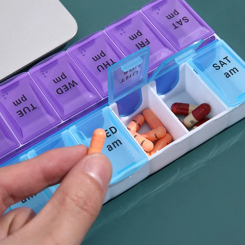 

14 Grids 7 Days Weekly Pill Case Medicine Tablet Dispenser Organizer Pill Box Splitters Pill Storage Organizer Container