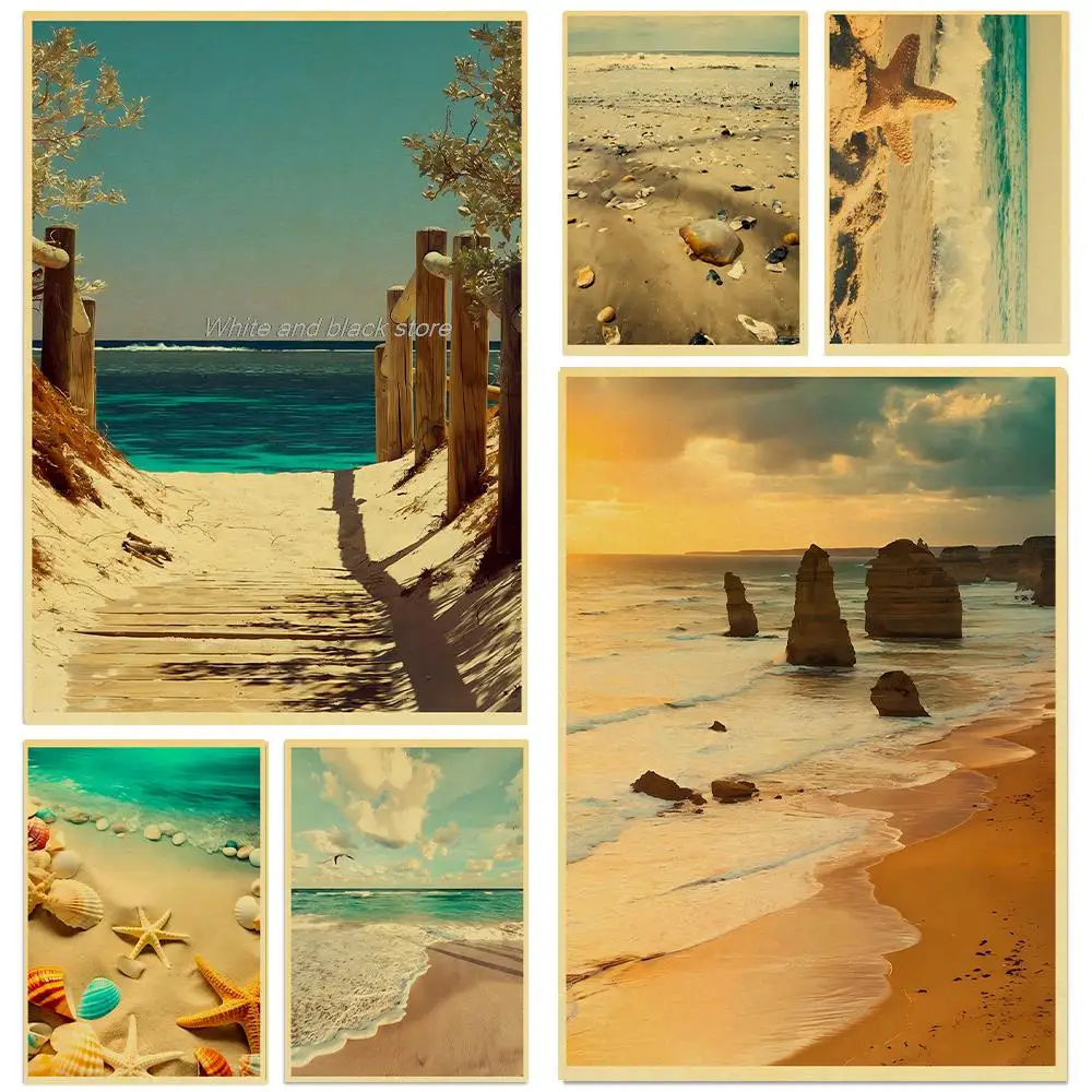 Vintage Tropical Beach Landscape Posters Wall Art Kraft Painting Ocean Palm Tree Home Hotel Cafe Wall Decoration
Vintage Tropical Beach Landscape Posters Wall Art Kraft Painting Ocean Palm Tree Home Hotel Cafe Wall Decoration
