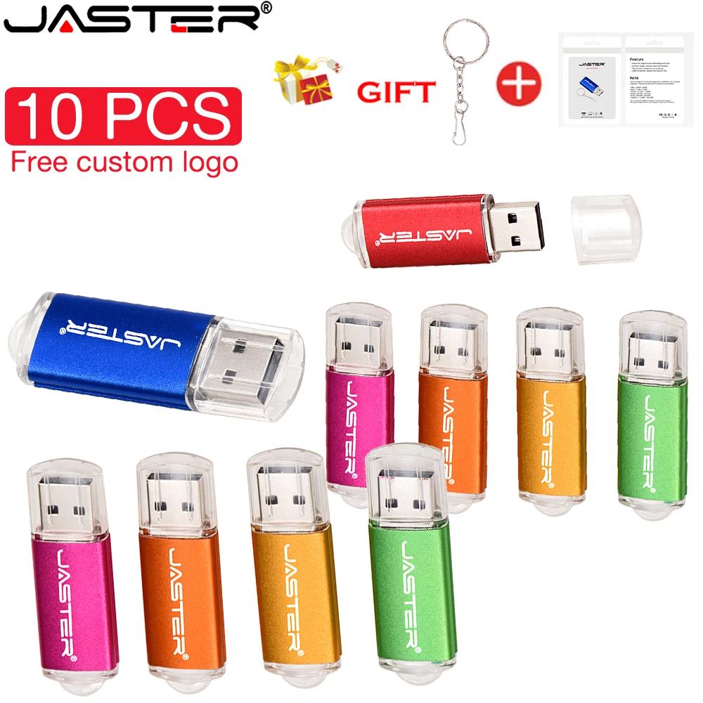 

JASATER Low Price 10/Pcs USB 2.0 Flash Drives 128GB Pen Drive 32GB 16GB Flash Disk 8GB Memory Stick Free Custom Logo Thumbdrive