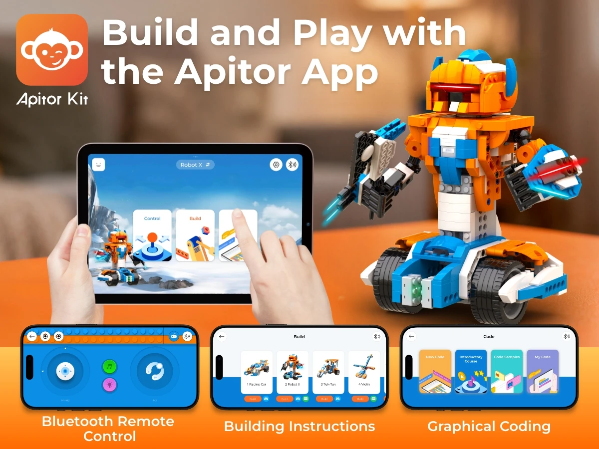 Apitor Robot Building Kit with 600 Pieces, 12-in-1 STEM Technic Coding Robotic Toys, DIY Electronic Monster Truck Building Kit Apitor Robot Building Kit with 600 Pieces, 12-in-1 STEM Technic Coding Robotic Toys, DIY Electronic Monster Truck Building Kit