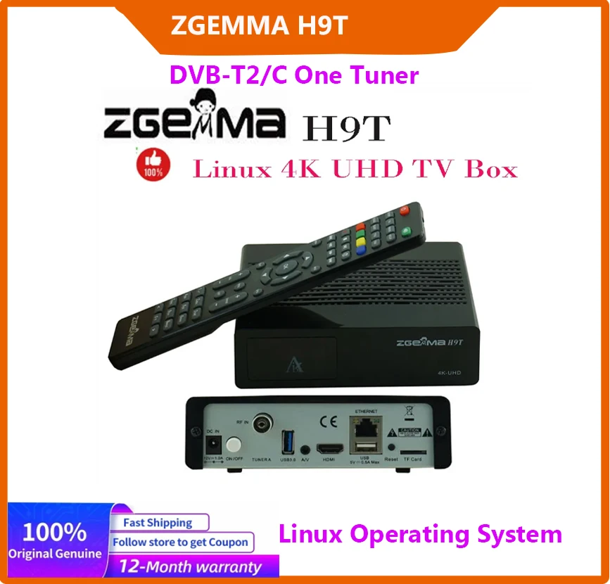 

[Genuine] Super Sale Zgemma H9T Linux 4K UHD Smart TV Box H.265 HEVC DVB-T2/C one tuner Poland Russia Digital Decoder Receptor