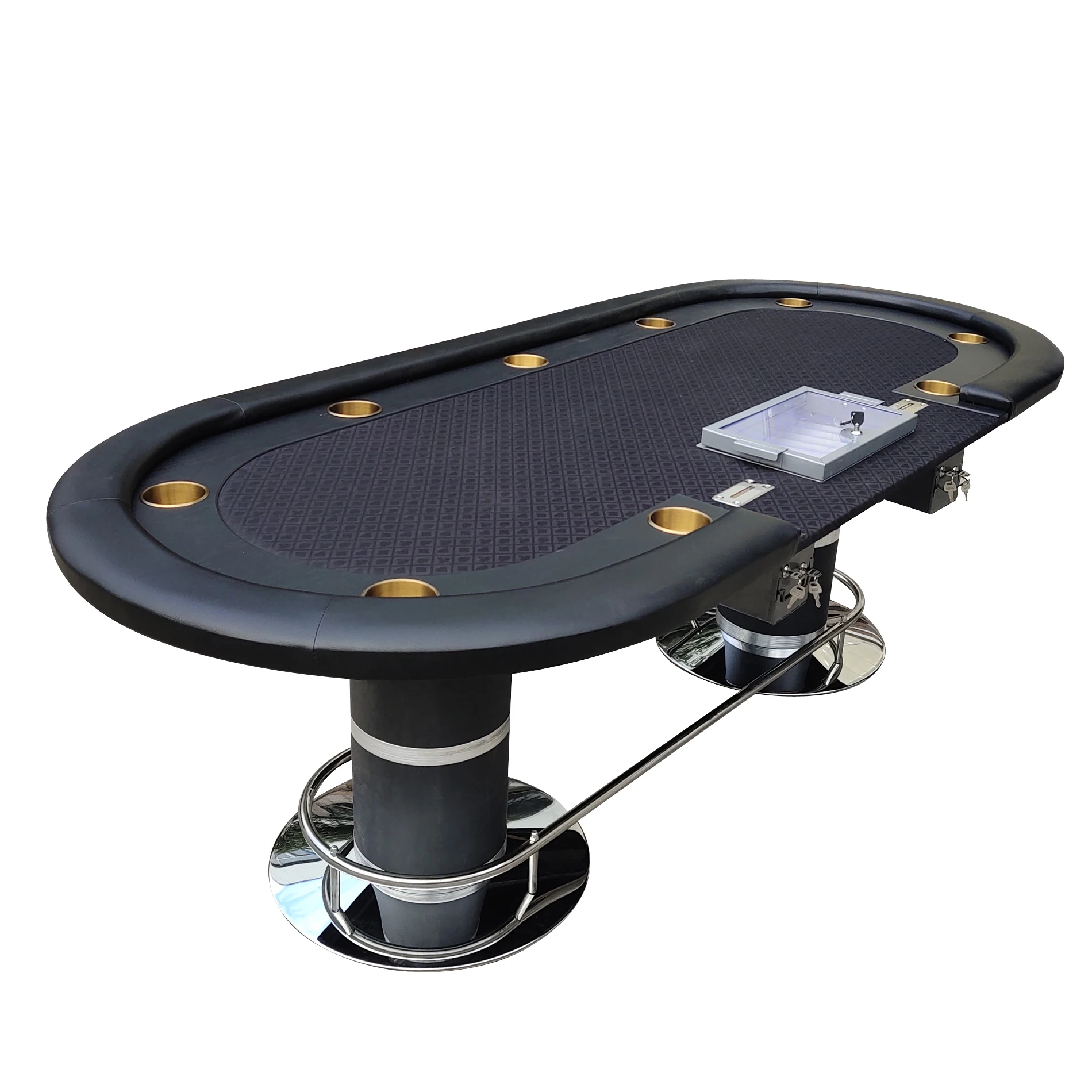 INO Design 96" Oval Dark Knight Black Felt Poker Table with Metal Chip Tray Steel Drop Box
INO Design 96" Oval Dark Knight Black Felt Poker Table with Metal Chip Tray Steel Drop Box