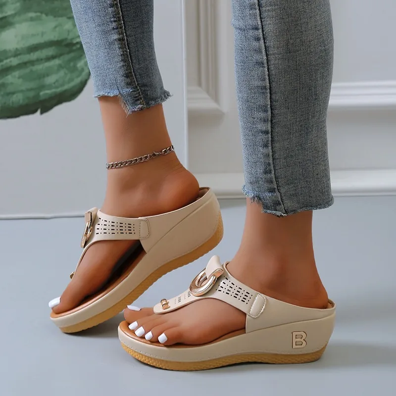 

2024 Summer New Women's Slippers Rome Wedges Causal Platform Beach Slippers Female Comfortable Ladies Slides Zapatos Mujer