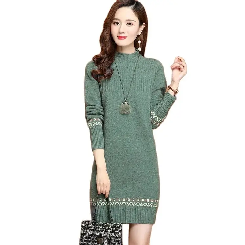 Thick Warm Autumn Winter Mid-Length Woollen Sweater Slim Women's Sweater Half High Collar Casual Female Knitted Pullover Dress
Thick Warm Autumn Winter Mid-Length Woollen Sweater Slim Women's Sweater Half High Collar Casual Female Knitted Pullover Dress