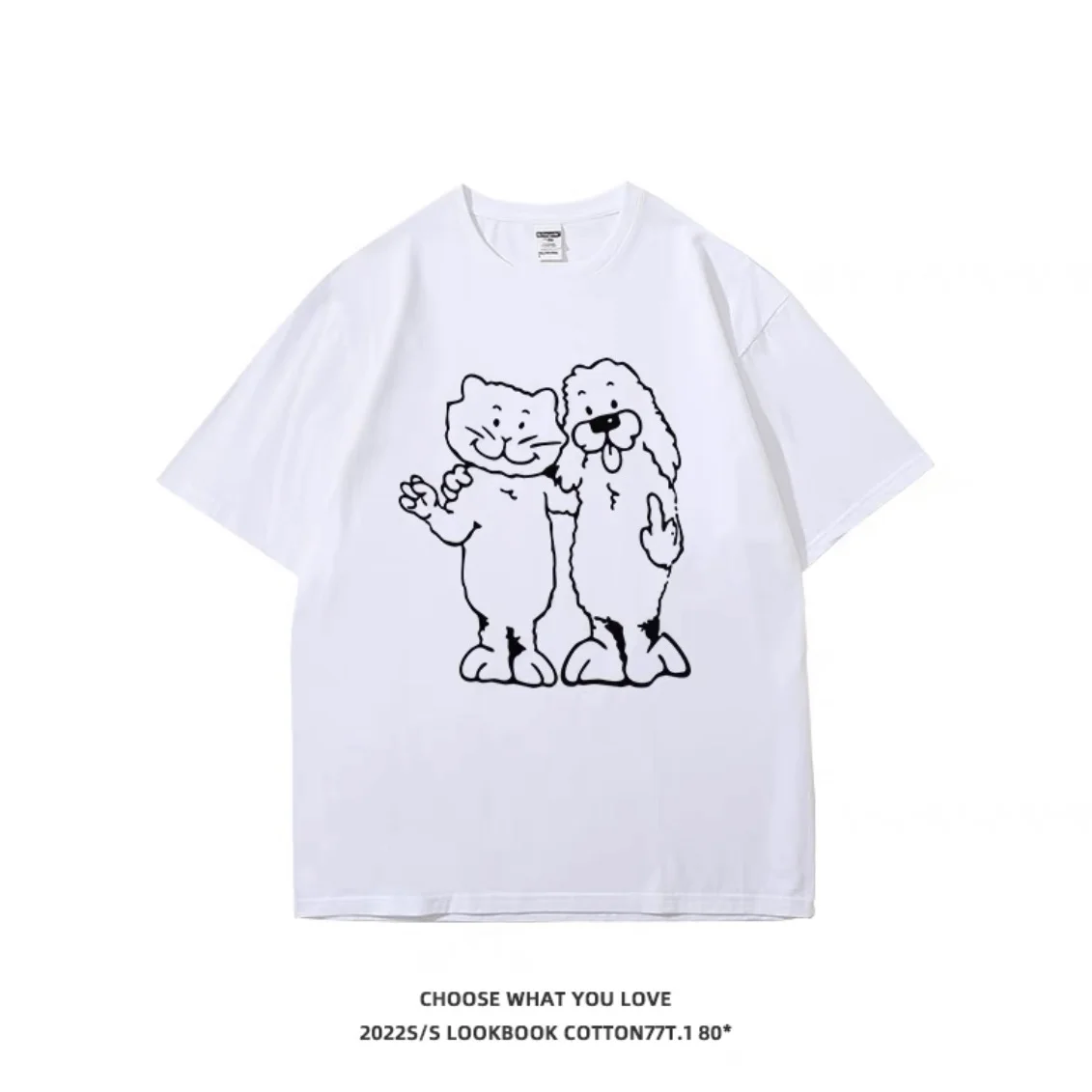 Japanese retro cute cat and dog printed short-sleeved T-shirt for women 2024 new summer loose pure cotton couple half-sleeved
Japanese retro cute cat and dog printed short-sleeved T-shirt for women 2024 new summer loose pure cotton couple half-sleeved