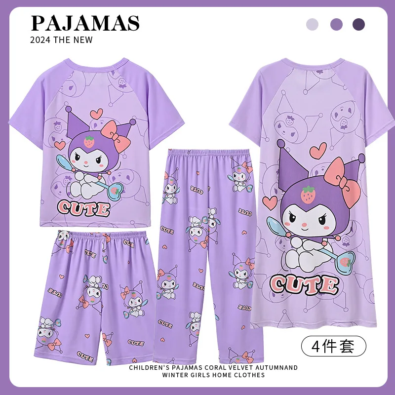 4pcs Kuromis Pajamas Set New Summer Cartoon Cotton Short Sleeve Set Girls sleepwear Children's Homewear Baby Girl Outfit Set
4pcs Kuromis Pajamas Set New Summer Cartoon Cotton Short Sleeve Set Girls sleepwear Children's Homewear Baby Girl Outfit Set