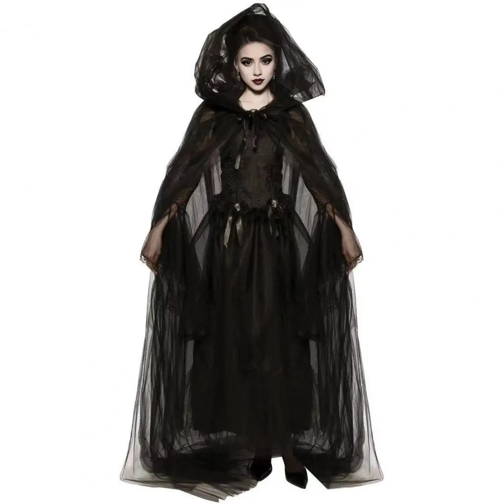Halloween Dress Women Halloween Cosplay Costume Set Dark Witch Dress Cloak Gloves Mesh Hooded Lace-up Design for Role-playing
Halloween Dress Women Halloween Cosplay Costume Set Dark Witch Dress Cloak Gloves Mesh Hooded Lace-up Design for Role-playing