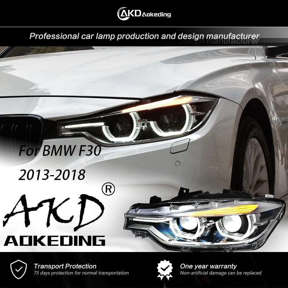 

AKD Front Lamp for BMW F30 LED Headlight Projector Lens 2013-2018 F35 3 Series 320i 325i DRL Angel Eye Auto Accessories 2PCS