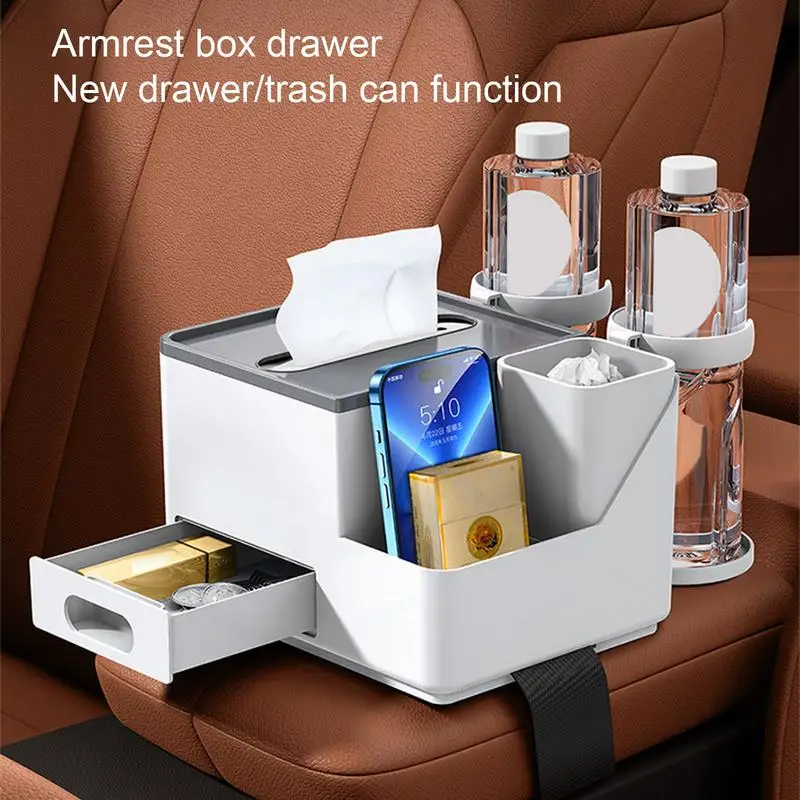 

Car Armrest Storage Box Center Console Organizer Multi-Functional Auto Arm Rest Storage Box Tissue Cup Holder Car Accessories