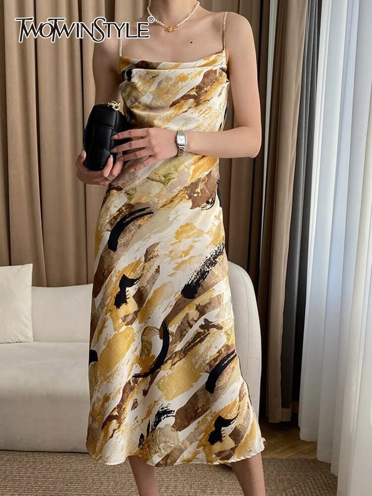 TWOTWINSTYLE Elegant Colorblock Printing Dress For Women Square Collar Sleeveless High Waist Spliced Zipper Chic Dresses Female
TWOTWINSTYLE Elegant Colorblock Printing Dress For Women Square Collar Sleeveless High Waist Spliced Zipper Chic Dresses Female