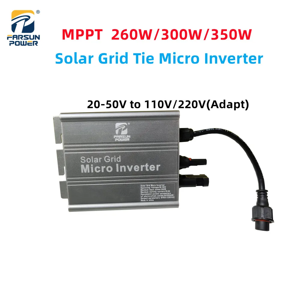 

MPPT 260W 300W 350W PV Micro Inverter On Grid Tie Pure Sine Wave 18-50v DC To AC 80-280V AC Bivolt Solar MicroInverter House