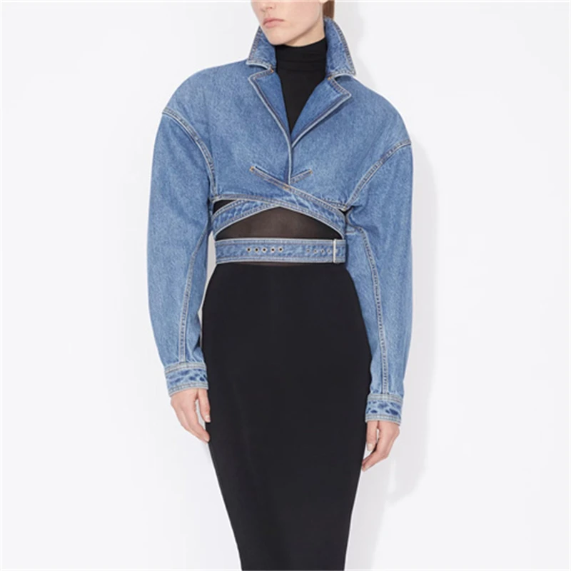 2024 spring newwomen's lapel cross strapwashed denim jacket y2k high qualityKorean stylefashioncasual short waistless jacket top
2024 spring newwomen's lapel cross strapwashed denim jacket y2k high qualityKorean stylefashioncasual short waistless jacket top