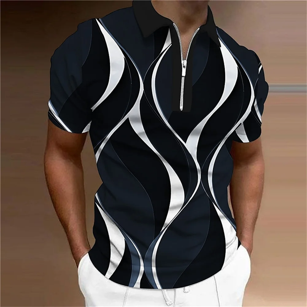 2023 Abstract 3d Print Graphic Men'S Zip Polo Caucal Stripes Lapel Simple Polo Shirts Man Golf Shirts Short Sleeves Men Clothing
2023 Abstract 3d Print Graphic Men'S Zip Polo Caucal Stripes Lapel Simple Polo Shirts Man Golf Shirts Short Sleeves Men Clothing