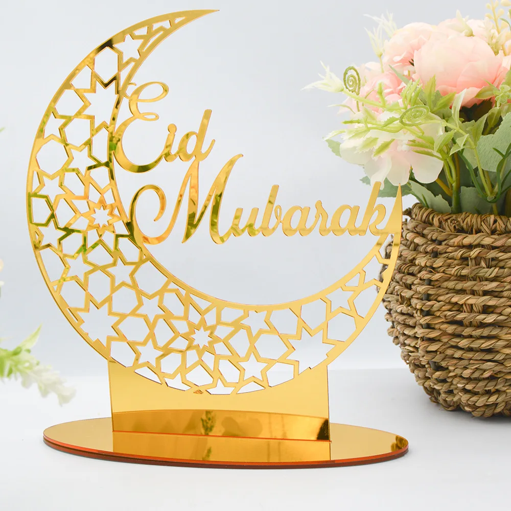 Gold Ramadan Moon Acrylic Table Ornaments Eid Mubarak Decorations for Home Ramadan Kareem Eid Gift Islamic Muslim Party Supplies
Gold Ramadan Moon Acrylic Table Ornaments Eid Mubarak Decorations for Home Ramadan Kareem Eid Gift Islamic Muslim Party Supplies