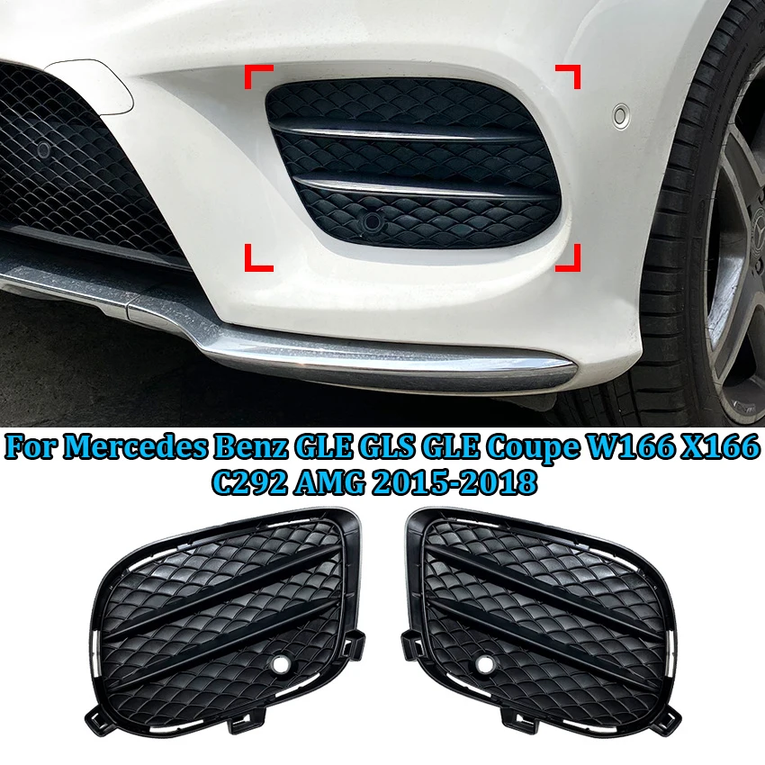 

For Mercedes Benz GLE GLS GLE Coupe W166 X166 C292 AMG 2015-2018 Front Bumper Lip Grille Fog Lamp Hoods Cover Trim Styling