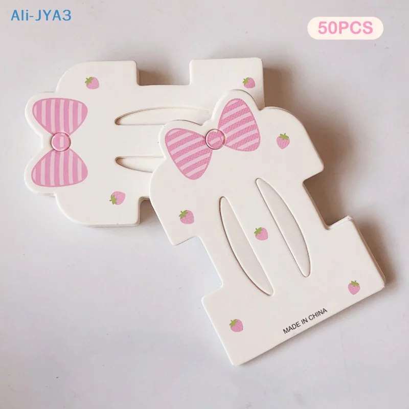 

50PCS Cute Bowknot Strawberry Dual Card Position Paper Cards For DIY Girls Hair Accessories Display Packaging Cards Retail Tags