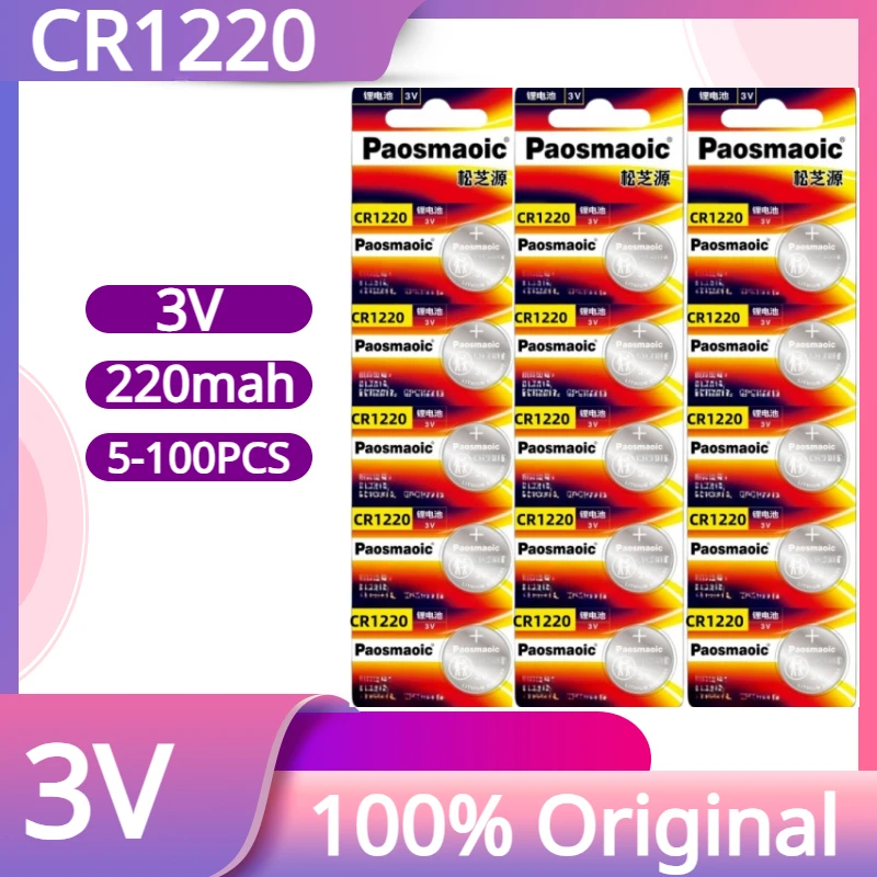 

New 5-100pcs CR1220 3v Lithium battery ECR1220 GPCR1220 5012LC 1220 for Specialized car remote control watch screwdriver free