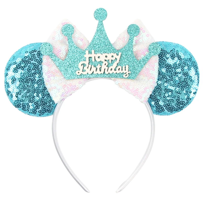 

2024 Chic Frozen Mouse Ears Headband For Girls Sequins 5"Bow Crown Hairband Adult Festival Birthday Party DIY Hair Accessories