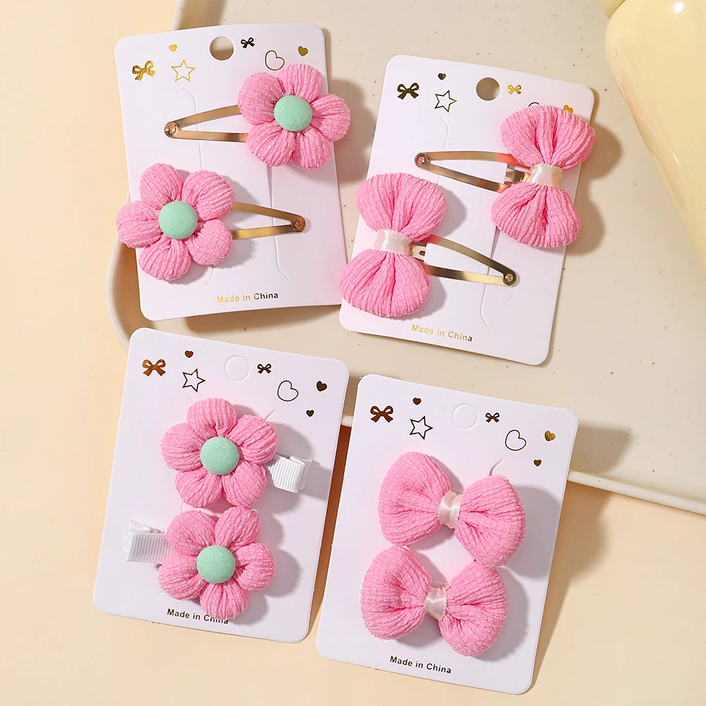 

8pcs/set Children's Cute Fabric Flower Bow Pair Clip Hair Accessories Set Girl Hairpin Temperament Clip Baby Headdress Wholesale