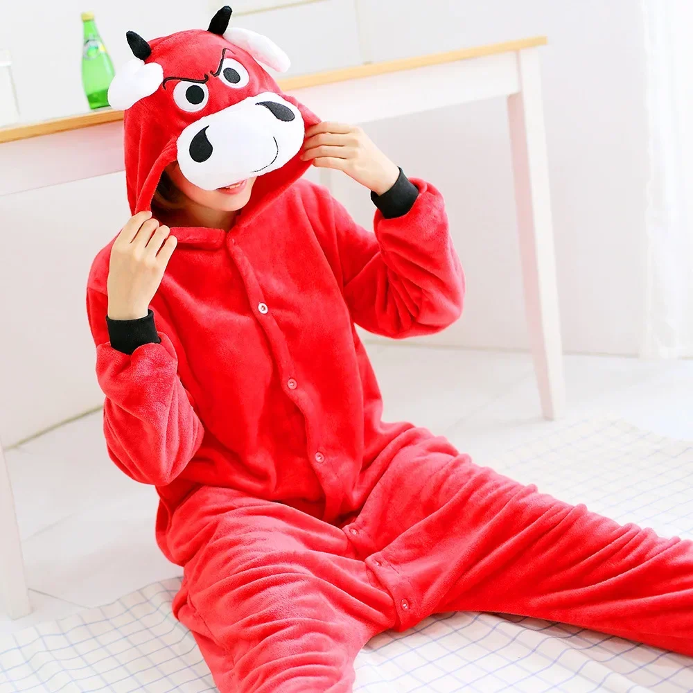 Women Onesies Unisex Red Bull Onesies Animal Pajamas Suit Nightwear Winter Jumpsuit Cosplay Costumes Flannel Sleepwear Onepiece
Women Onesies Unisex Red Bull Onesies Animal Pajamas Suit Nightwear Winter Jumpsuit Cosplay Costumes Flannel Sleepwear Onepiece